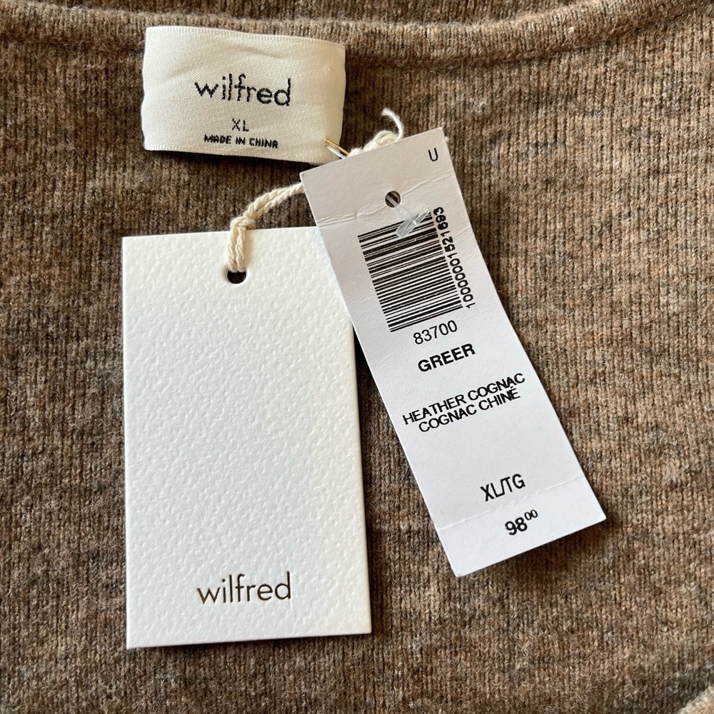 Aritzia Wilfred Greer Sweater Wool Cashmere Blend Heather Cognac XL - Picture 5 of 9